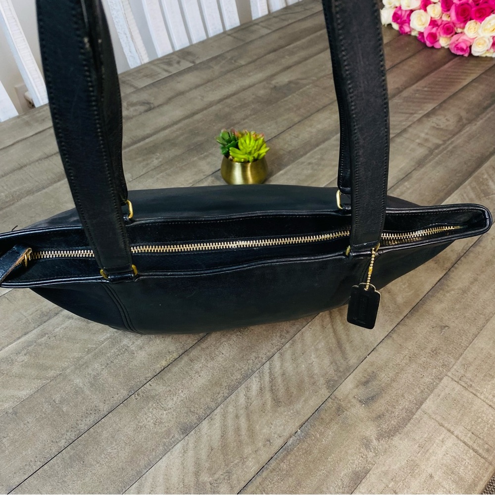 Coach 4065 Vintage 80s Black Glove Tanned Leather Lightweight Tote Laptop Bag - Picture 5 of 15